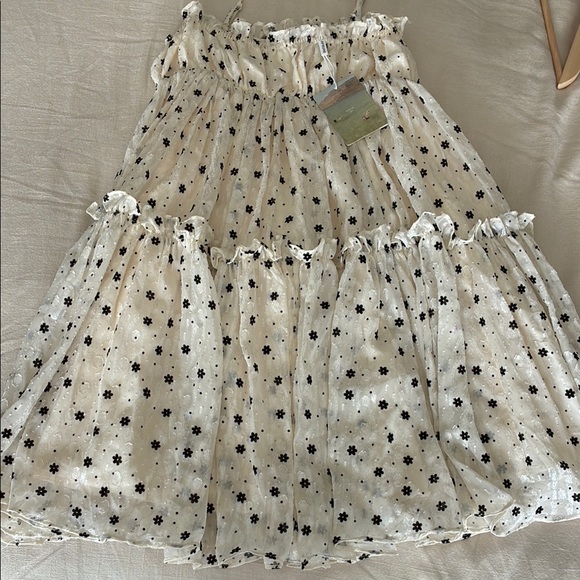 Cream Smocked Tiered Dress - Picture 1 of 6
